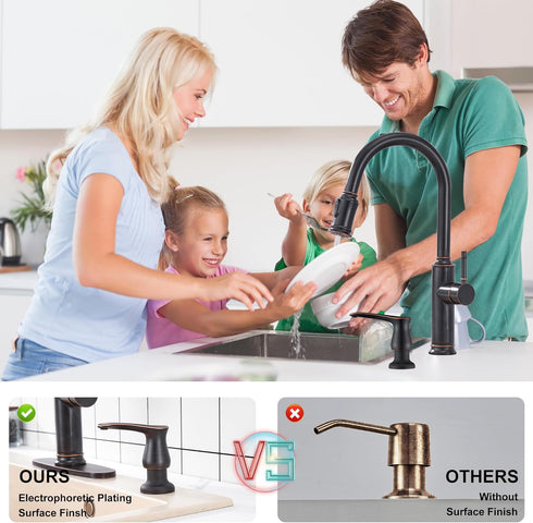 40" GAGALIFE Kitchen Sink Soap Dispenser Oil Rubbed Bronze, Under Sink Soap Dispenser with Silicone Extension Tube