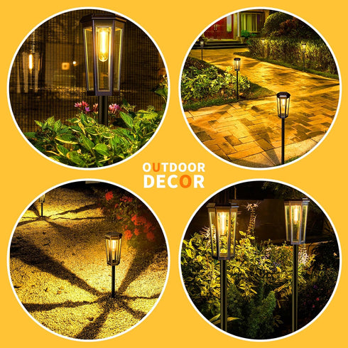 Generic 3000K 2 Pack Solar Pathway Lights, LED Solar Lights Outdoor Waterproof, Garden Lighting for Yard Path Landscape