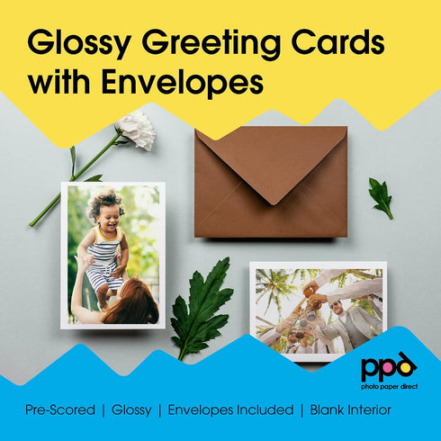 5.5x8.5 4.25 5.5 (50 PPD Greeting Card Paper, Printable Greeting Cards With Envelopes for Inkjet Printer, Blank Half