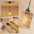 Rattan Chandelier Pendant Lights Kitchen Island,Farmhouse Boho Chandeliers Adjustable Height Hanging lamp for Dining