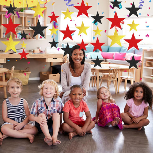 Ctosree 256 Pieces Glitter Star Cutouts, Paper Stars Decorations for Bulletin Board Classroom Movie Night Party Decor