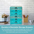 Turquoise 3-Tier Drawer Unit, European Country Style Desk Organizer Box, Wooden Teal Stackable Drawers