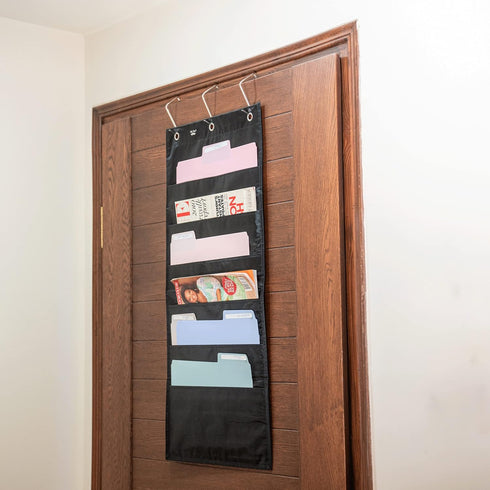 Mr. Pen Hanging Wall File Organizer, 6 Pocket, 2 Pack, Black, Over The Door File Organizer for Wall