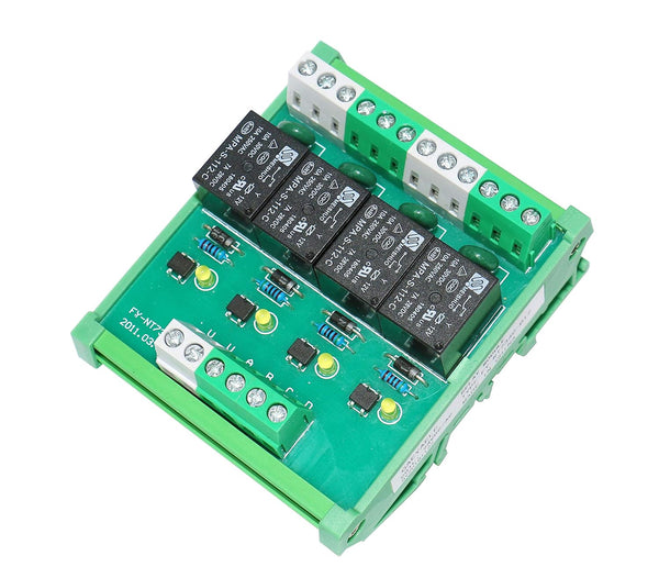 4 Channel Relay Module, 1 SPDT DIN Rail Mount, 24V DC/AC Interface Relay Module (FY-T734-24VACDC)