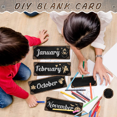 Gueevin 60 Pcs Industrial Chic Months of the Year Bulletin Board Set, Holiday Monthly Headliners