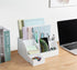 White Desk Organizer, 9 Compartments for Office Supplies and Desk Accessories, Pen Holder, Desktop Decor