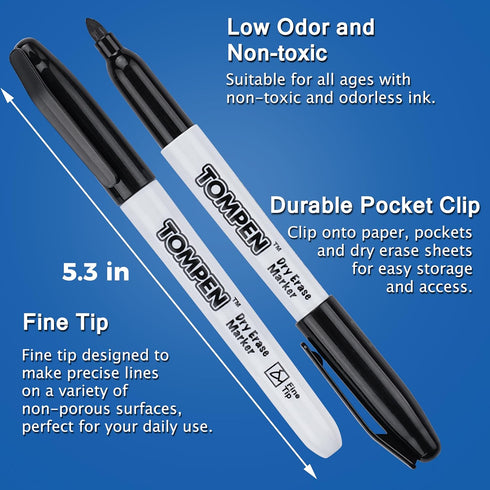 Black,160 Pack Dry Erase Markers Bulk Fine Tip,Low Odor Quick-Drying Whiteboard Markers for Office Home School Writing