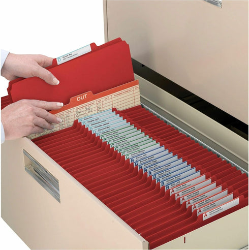 Smead Pressboard Classification File Folder - 1 Divider, 2" Expansion, Letter Size, Bright Red, 10 per Box (13731)