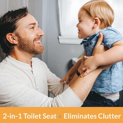 Round Toilet Seat with Built-In Potty Training Seat - Durable White Design