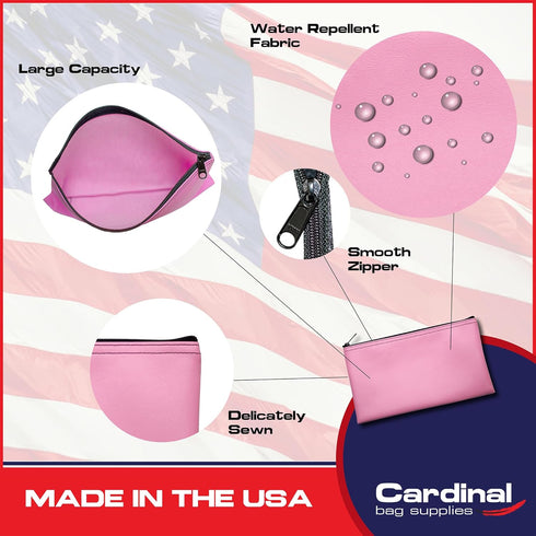 Vinyl Zipper Bags Leatherette Small Compact Pink 11 x 6 inches, 1 Zippered Pouch
