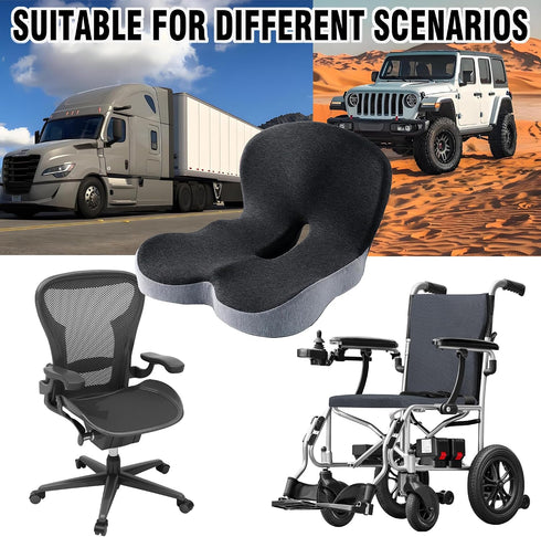 dunlips Tailbone Memory Foam Seat Cushion for Truck Drivers, Office Chairs Ergonomic Seat Cushion for Back, Sciatica