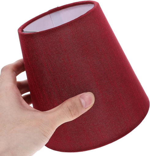 2pcs Bulb Kichvoe Small Clip on Lampshade, Barrel Red Fabric Lamp Shades Clip On for Table Chandeliers Wall Floor Lamp
