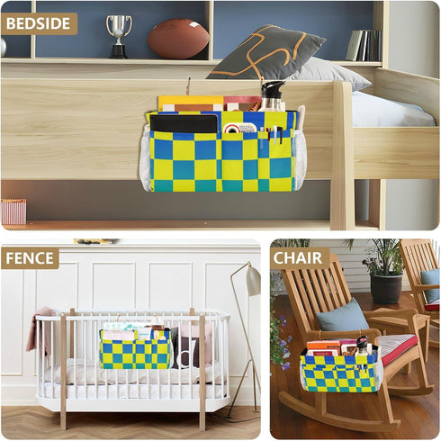 SyXIOP Buffalo Plaid Check Yellow Blue Green Gradient Bedside Storage Organizer Table Cabinet Storage Organizer