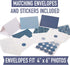 Set 20 Pack 4x6 VNS Creations Bundle - Thank You Cards With Envelopes Bulk & Stickers - - Light Blue and Navy Blank