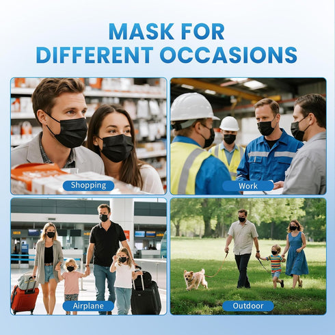 100 3 Borje Disposable Face Mask, PCS Black Masks, Ply Protection Face Masks