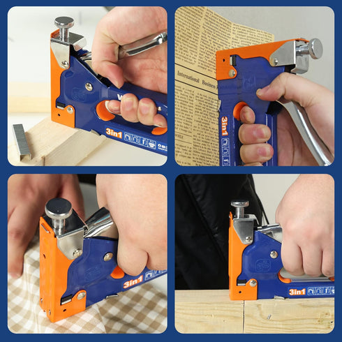 Heavy Duty 3-in-1 Stapler Gun with 3,000 Staples: Manual Brad Nailer and Power Adjustment Stapler Gun for DIY