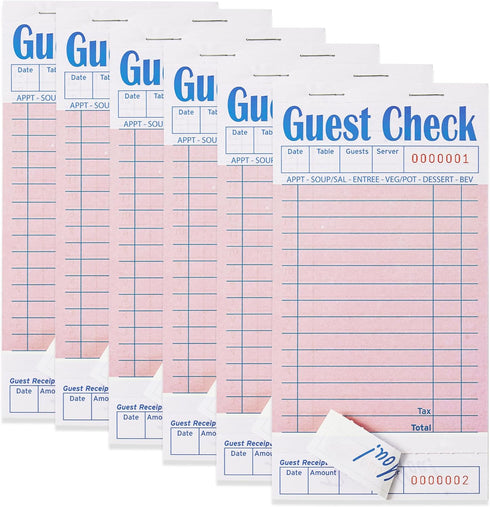 ZPARIK 6 Pack Pink Guest Checks Books for Servers Server Note Pads,