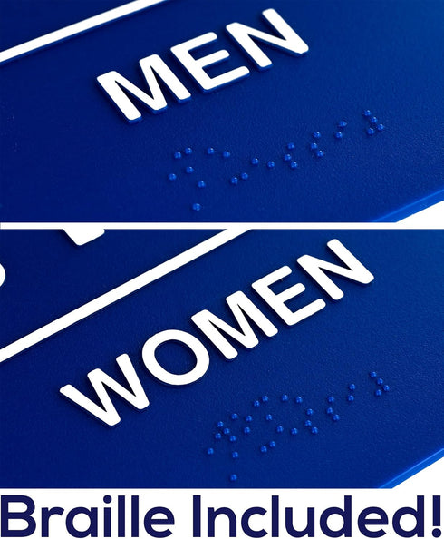 Retail Genius ADA Mens and Womens Restroom Braille Signs 9 in x 6 in with Braille Lettering, Durable Plastic,
