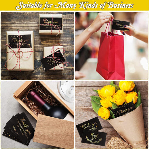 Outus 180 Package 2 3.5 Inch Black Gold Thank You for Supporting My Small Business Cards Small Thank You for Your Order