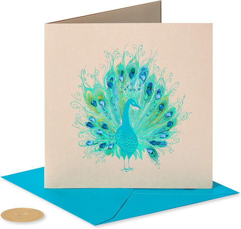 Papyrus Blank Card (Elegant Peacock)