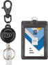 Wisdompro ID Badge Holder with Retractable Keychain, 2-Sided PU Leather Pass Card Holder, Black, Vertical