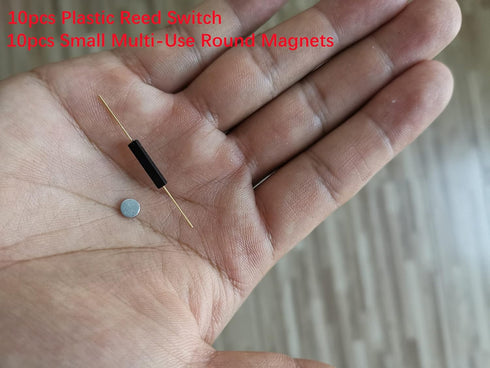 10pcs Plastic Reed Switch Normally Open (N/O) Magnetic Induction Switch with 10pcs Small Round Magnets