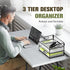 Daltack 3-Tier Paper Organizer - Black Mesh Desk Letter Tray with Handle for A4 File Folder, Paper Organizer