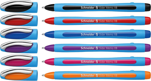 Schneider Slider Memo XB Ballpoint Pen, Pack of 6 in Assorted Colors