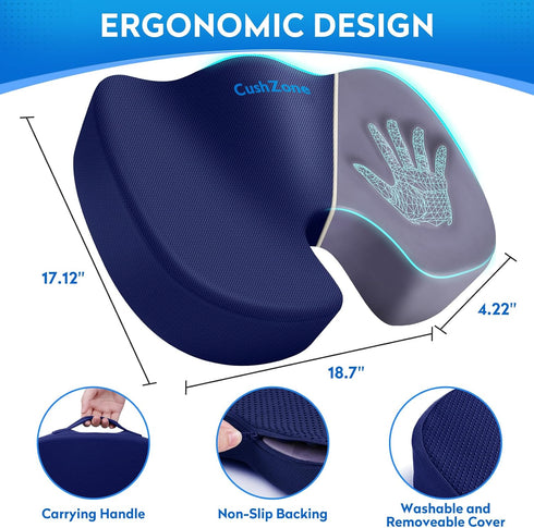 XXL Seat Cushion Office Car Seat Cushion, Memory Foam Cushion for Office Chair, Car Seat, Airplane, Bleacher Non-Slip