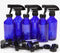 Vivaplex 6 Large 8 oz Empty Cobalt Blue Glass Spray Bottles with Black Trigger Sprayers and Lids