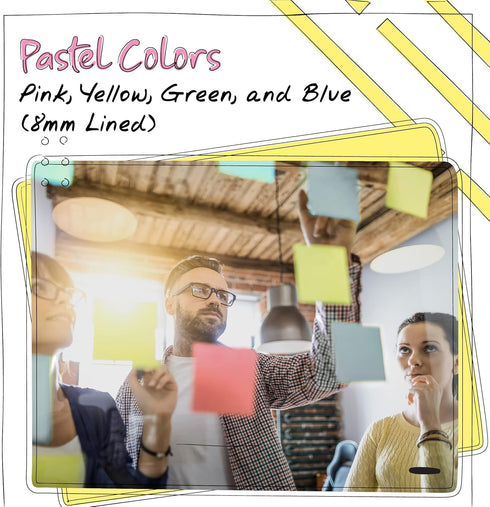 Better Office Products Lined Sticky Notes, 3 x 3, 20 Pack Box, 2,000 Sheets, Assorted Pastel Colors
