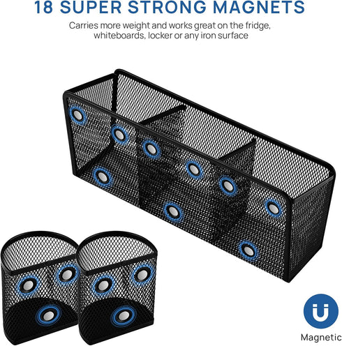 VICNOVA Magnetic Pencil Holder, Metal Magnetic Pen Holder Strong Magnets Magnetic Storage Basket Organizer for Whiteboard Refrigerator Locker Accessories Teacher Must Haves Classroom Organization by VICNOVA