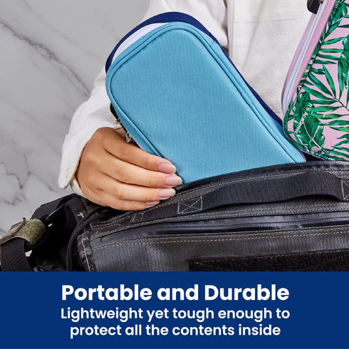 It's Academic Locking Pencil Case - Compact, High Capacity Travel Organizer Bag for Office & School Supplies, Blue