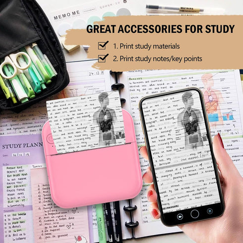 HUIJUTCHEN 10 Inkless Mini Thermal Pocket Printer, Wireless Mini Sticker Printer with Rolls Thermal Paper