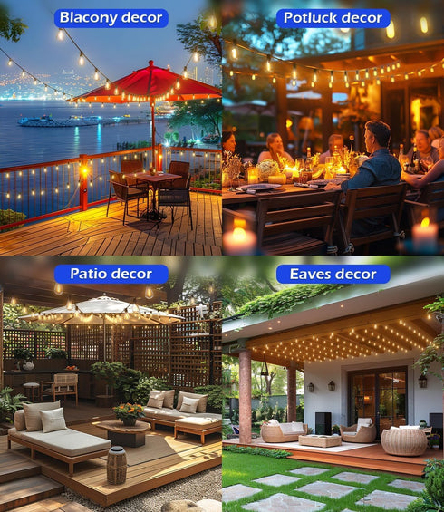 60FT 16+1 Bulbs Tenmiro Outdoor String Lights, Waterproof Edison Shatterproof Led Outside Patio Lights for Porch Deck