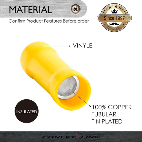 Conext Link BCV4-25 Vinyl Butt Connector 25 Pack (Yellow 4 Gauge) (17082) by Conext Link
