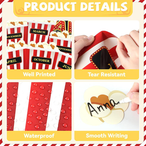 Loneliness 66PCS Popcorn Birthday Bulletin Board Set, DIY Photo Crafts Cutouts for Kindergarten Classroom Office Decor