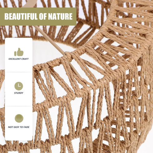Luxshiny Rattan Lamp Shade, Cylinder Woven Lampshade Boho Lamp Shades Replacement Rustic Ceiling Light Covers for Floor
