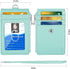 ELV Badge Holder with Zipper, PU Leather ID Card Holder Wallet, 5 Card Slots, RFID Blocking Pocket, Mint