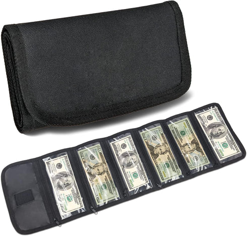 VOCHIC Money Bag, Money Organizer for Cash with 6 Pocket Multipack Money