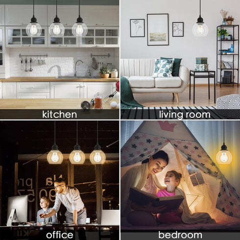 BoostArea Modern Pendant Light Fixtures, Industrial Hanging Ceiling Lamp with Clear Glass Shade, Pendant Lighting