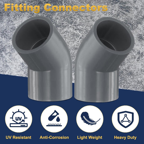 8pcs 1" 45 Elbow 2-Way 45 Elbow uxcell Degree Pipe Fittings, Furniture Construction Grade Degree PVC Corner Adapter