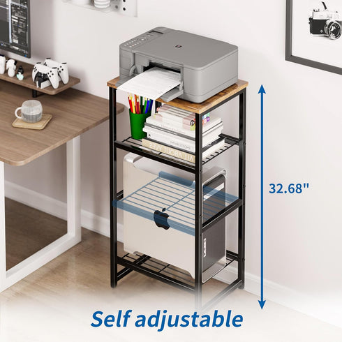 Printer Stand Holder 4 Tier - Heavy Duty Metal Shelving Unit for Office Organizer, Industrial Printer Side Table with
