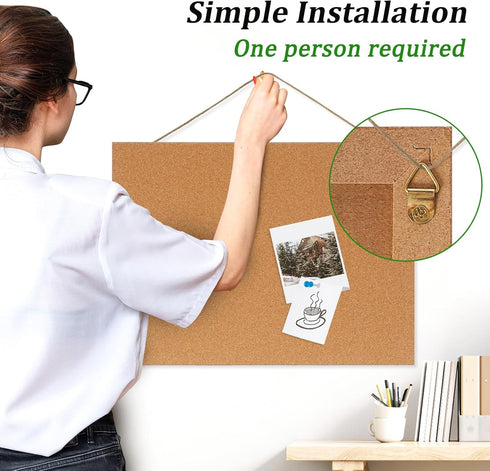 Frameless Cork Board, 16" x 12" Magnetic Bulletin Board with 8 Magnets and 10 Pushpins