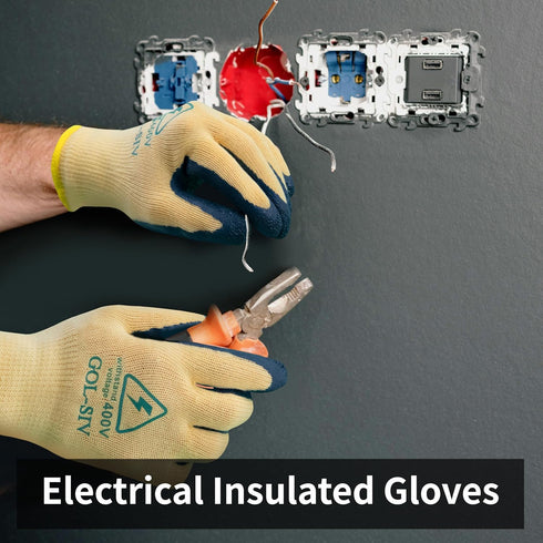 Electrical Insulated Gloves, 400V High Voltage Resistance Electrician Safety Gloves, Rubber Non-Slip