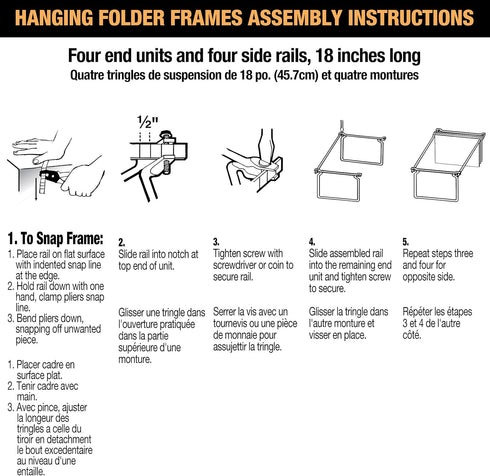 Officemate Hanging File Frame, Adjustable 14 to 18-Inches, Letter Size, 2 Count, Silver, 91990