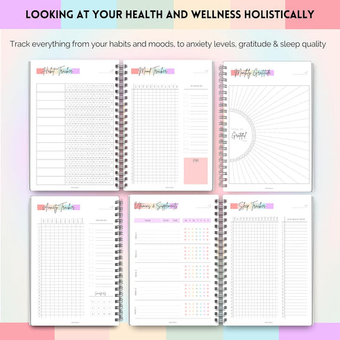 Wellness Journal & Self Care Planner - 90 Day Health, Fitness, Gratitude, Mindfulness, Wellbeing, Diet & Food Tracker -