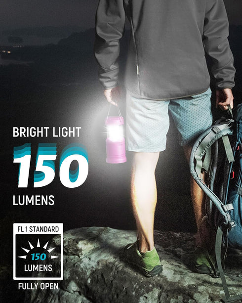 4 Pack A4PK Lichamp LED Camping Lanterns, Battery Powered Camping Lights LED Collapsible Flashlight Portable Emergency