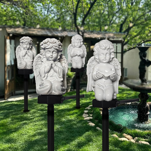 YZYOE 2 Packs of Solar Angels Children's Floor Lamps, Garden Decoration Resin Cute Little elf Lamps,Wireless Twilight