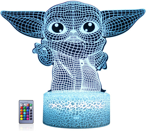 3D Star Wars Night LightBaby Yoda LED Lamp with Remote Control and Smart Touch, LED Desk Lamp Yoda Star Wars Lamp
